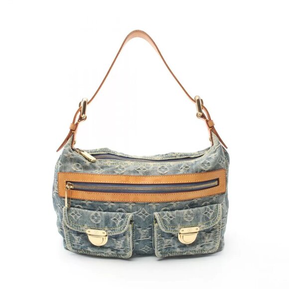 LOUIS VUITTON Baggy PM Shoulder Bag Monogram denim leather Blue Used LV - Picture 1 of 12